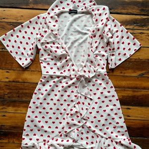 Short sleeve heart and ruffle dress